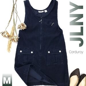 JLNY Navy Blue Corduroy Overalls Dress M